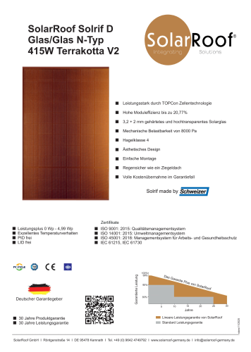 SolarRoof Solrif 415W Terrakotta